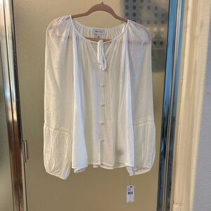 AB Studio Cream Blouse with Button Detail